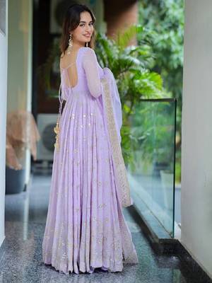 Lavender sequins work anarkali set 3