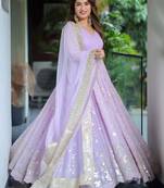 Lavender sequins work anarkali set