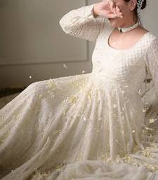 Off white sequins work anarkali set