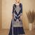 Navy blue chinon semi stitched plazzo suit with codding dori & sequence work