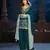 Teal silk semi stitched farshi salwar suit with codding dori & sequence work