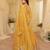 Yellow chinon free size stitched jacquard anarkali suit with codding dori & sequence work