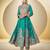 Turquoise chinon free size stitched anarkali suit with codding dori & sequence work