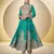 Turquoise chinon free size stitched anarkali suit with codding dori & sequence work