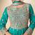 Turquoise chinon free size stitched anarkali suit with codding dori & sequence work