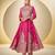 Pink chinon free size stitched anarkali suit with codding dori & sequence work