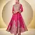 Pink chinon free size stitched anarkali suit with codding dori & sequence work