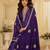 Purple chinon free size stitched jacquard anarkali suit with codding dori & sequence work