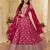 Pink chinon free size stitched jacquard anarkali suit with codding dori & sequence work