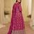 Pink chinon free size stitched jacquard anarkali suit with codding dori & sequence work