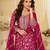 Pink chinon free size stitched jacquard anarkali suit with codding dori & sequence work