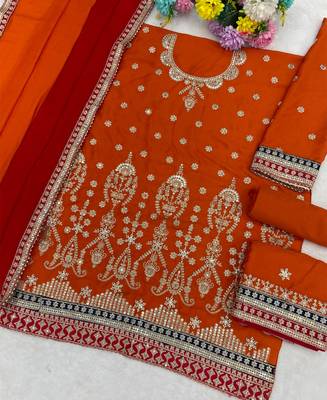 orange chinon sharara suit for women festival wear 3