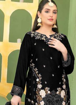 black velvet pakistani straight suit for women 2
