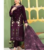  purple velvet pakistani straight suit for women 