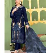  blue velvet pakistani straight suit for women 