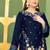  blue velvet pakistani straight suit for women 