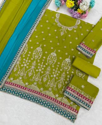  green chinon sharara suit for women festival wear 4