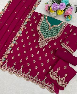 magenta chinon palazzo suit for women wear 3