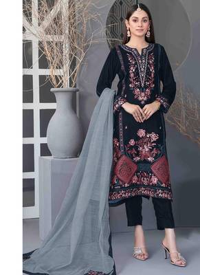 Blue velvet straight suit for women 1