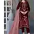 Maroon velvet straight suit for women 