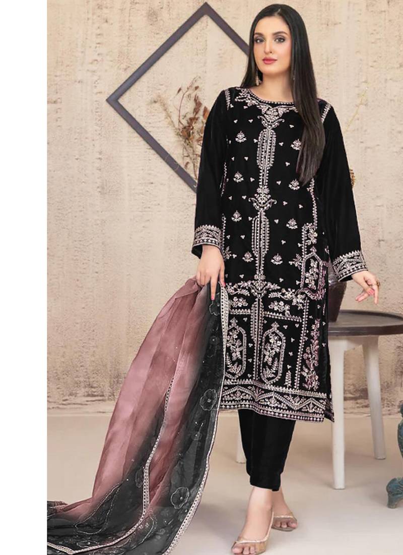  black velvet straight suit for women