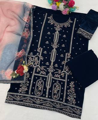 blue velvet straight suit for women 3