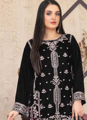 black velvet straight suit for women 2