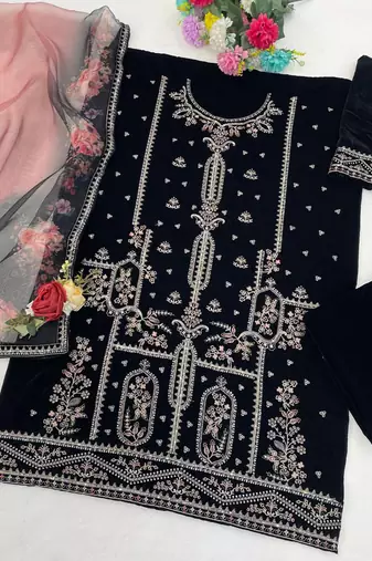  black velvet straight suit for women