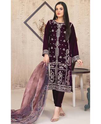 wine velvet straight suit for women 1