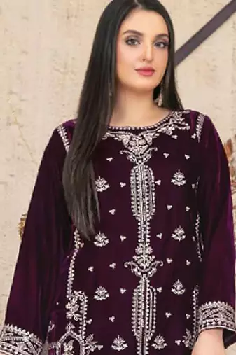 wine velvet straight suit for women