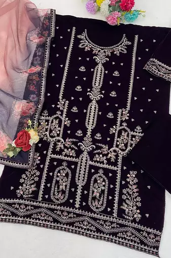 wine velvet straight suit for women