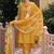 Mustard color muslin fabric embroidered anarkali suit