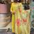 Organza jacquard work kurta set in yellow