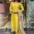 Organza jacquard work kurta set in yellow