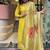Organza jacquard work kurta set in yellow