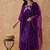 Dark purple vischitra silk thread work anarkali suit