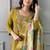 Viscose chanderi embroidered readymade suit in olive green