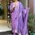 Viscose chanderi embroidered sttiched suit in lavender
