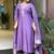 Viscose chanderi embroidered sttiched suit in lavender