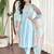 Sky blue chanderi straight readymade suit