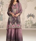 Mauve embroidered crepe Palazzo suit