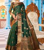 green soft art silk banarasi saree with blouse 