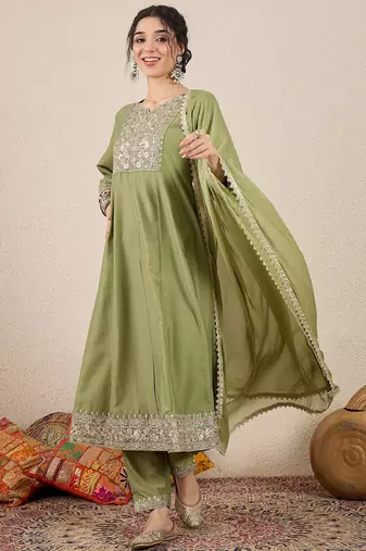 Pista women kurta pant dupatta set