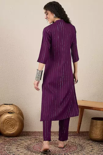 Purple women kurta pant set