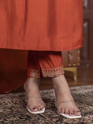 Peach women kurta pant dupatta set 2