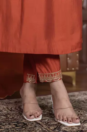 Peach women kurta pant dupatta set