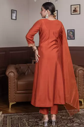 Peach women kurta pant dupatta set