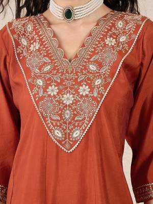 Peach women kurta pant dupatta set 3