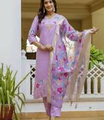 Lavender women kurta pant dupatta set