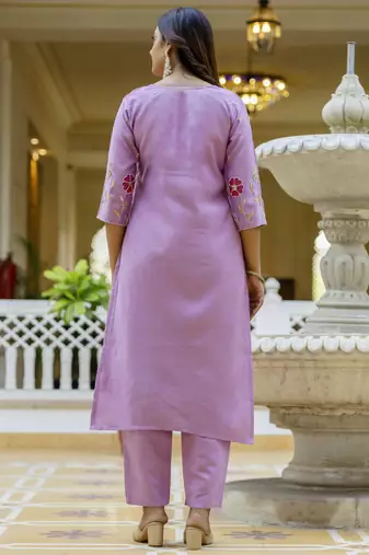 Lavender women kurta pant dupatta set